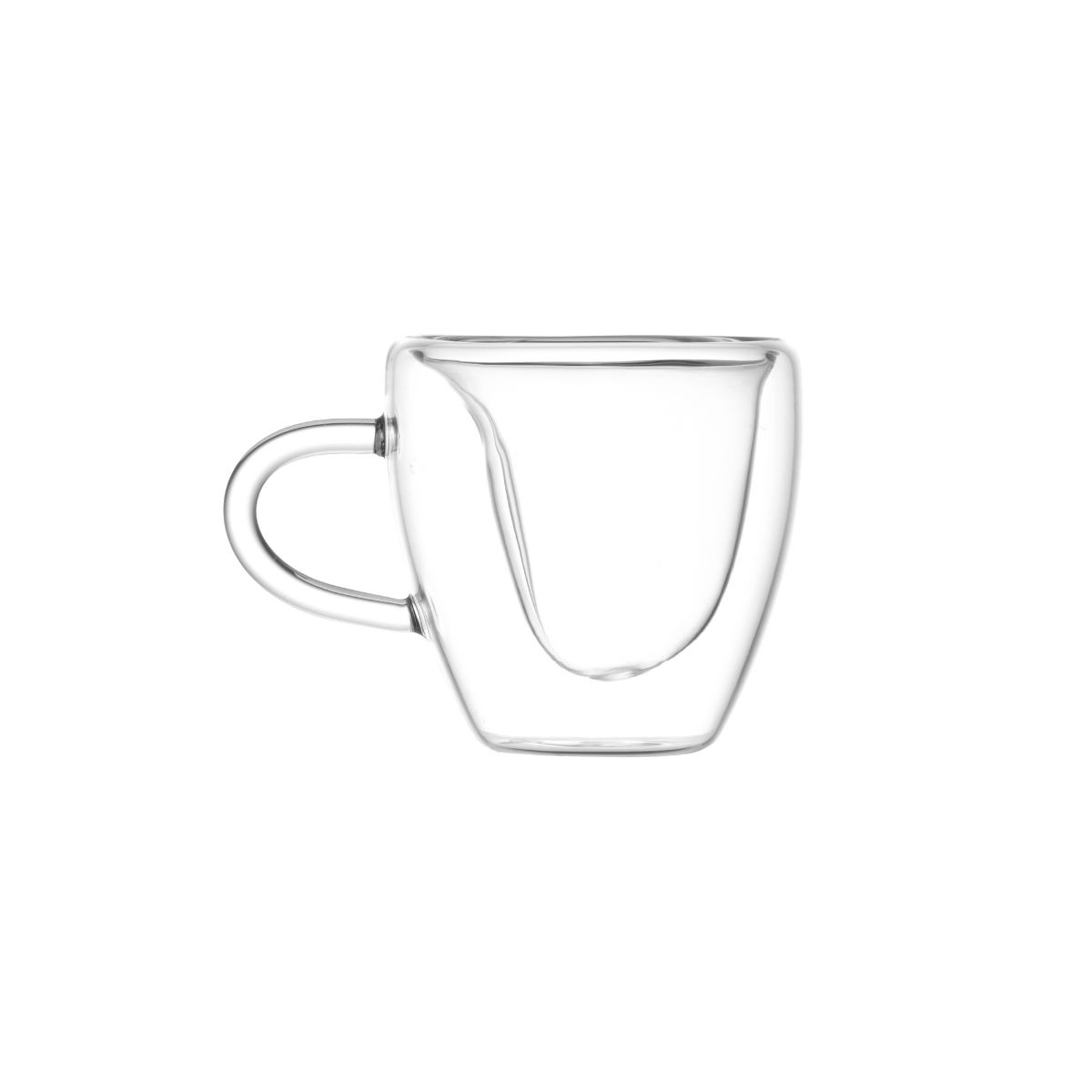 Jogo 6 Xícaras Coração Parede Dupla de Vidro - 80ml
