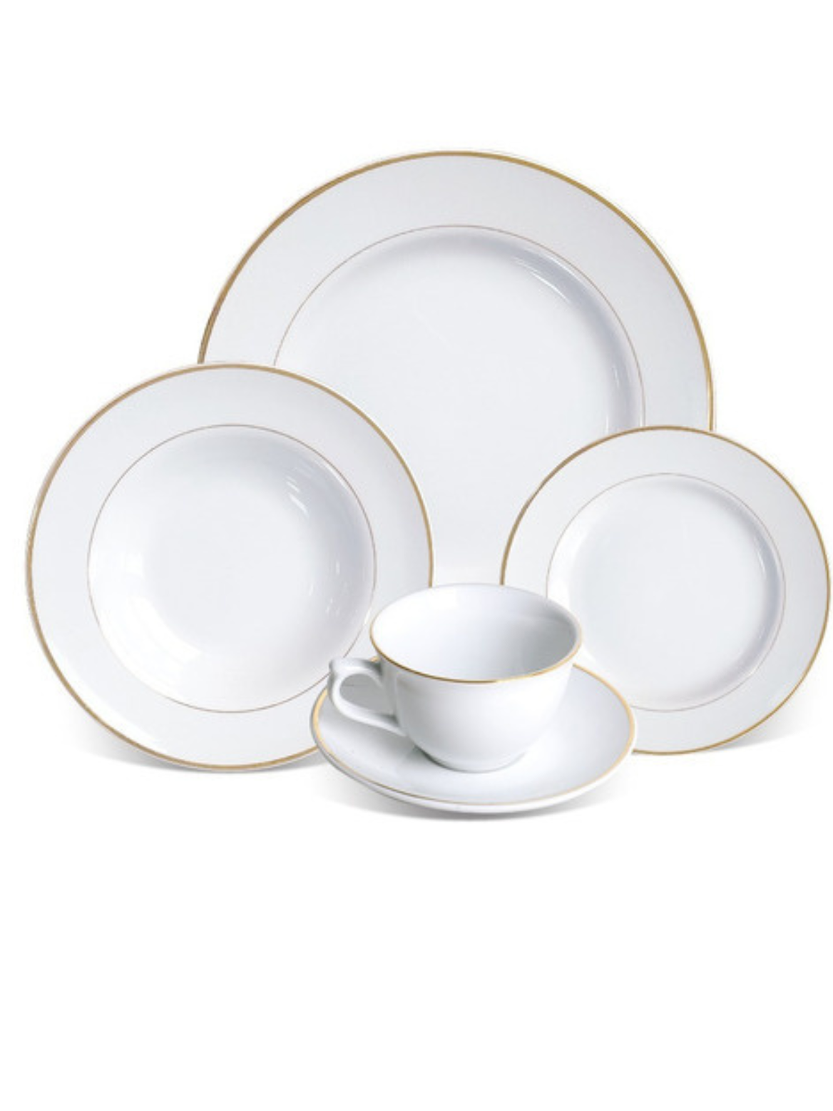 Jogo De Pratos Estaleiro De Porcelanas Borda Dourado 20 Peças