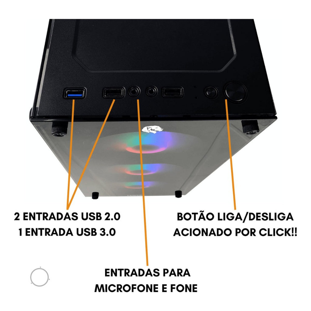 GABINETE DE COMPUTADOR PRETO SOMENTE ESTRUTURA ACOMPANHA 4 COOLERS