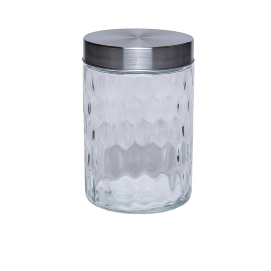 Pote de Vidro com Tampa Inox Linha Colmeia - 1.2L