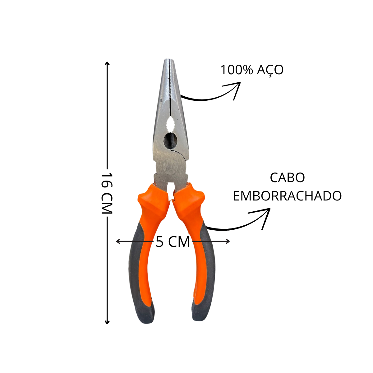 Kit 3 Alicates - Bico Longo, Corte Diagonal e Universal