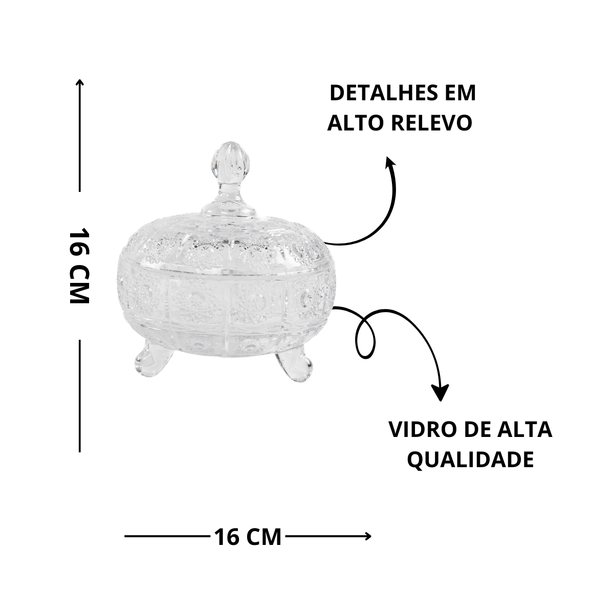 BOMBONIERE 630ML VIDRO TRANSPARENTE COM TAMPA