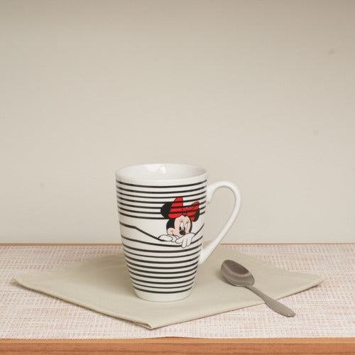 Caneca Porcelana Minnie Listras 350ml Licenciada Disney