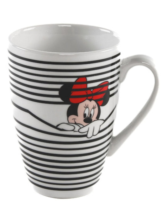 Caneca Porcelana Minnie Listras 350ml Licenciada Disney