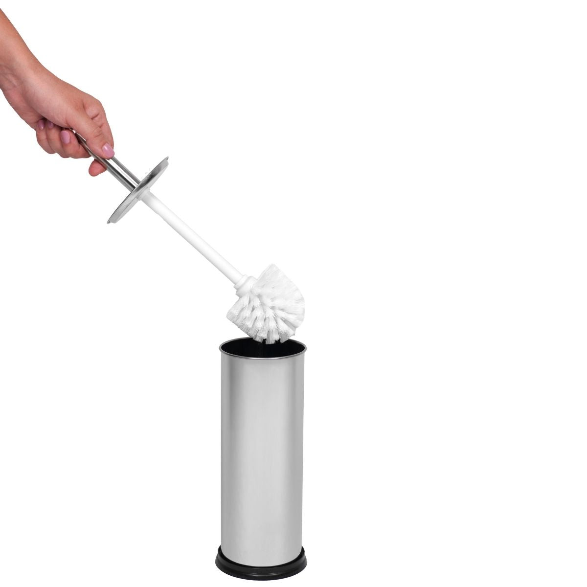 Kit Banheiro - Escova Sanitária e Lixeira Inox com Pedal 5L