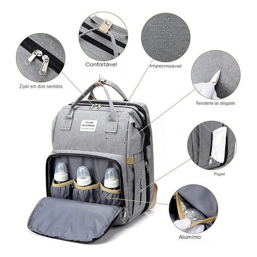 MOCHILA MATERNIDADE - MOCHILA PORTA FRALDAS ESTAÇÃO DE TROCA FRALDAS PARA BEBES TECIDO COM COMPARTIMENTOS UNISSEX