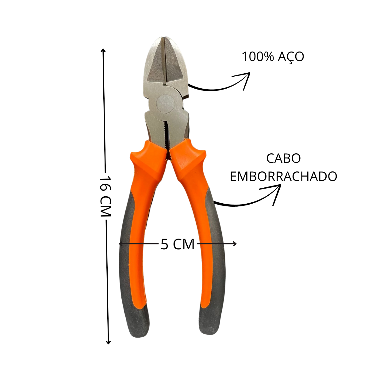 Kit 3 Alicates - Bico Longo, Corte Diagonal e Universal