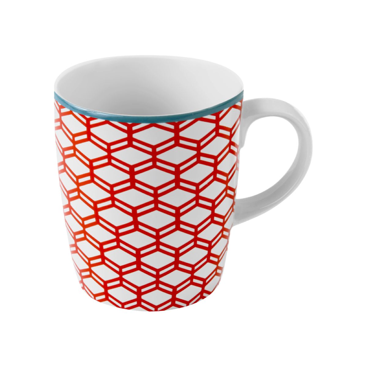 Caneca Chá e Café de Porcelana Geométrica Laranja - 230ml