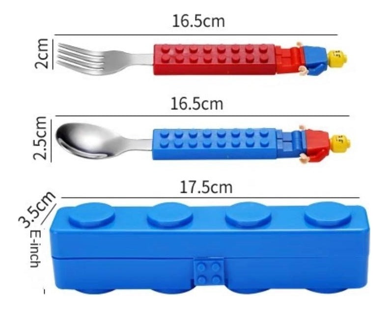 CONJUNTO DE TALHER DIVERTIDO EM FORMATO LEGO