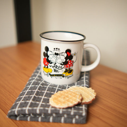Caneca Porcelana Retrô Mickey Minnie 300ml Licenciada Disney