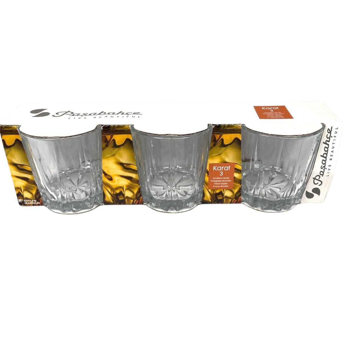 Jogo 3 Copos de Vidro para Whisky Karat Pasabahçe - 295ml