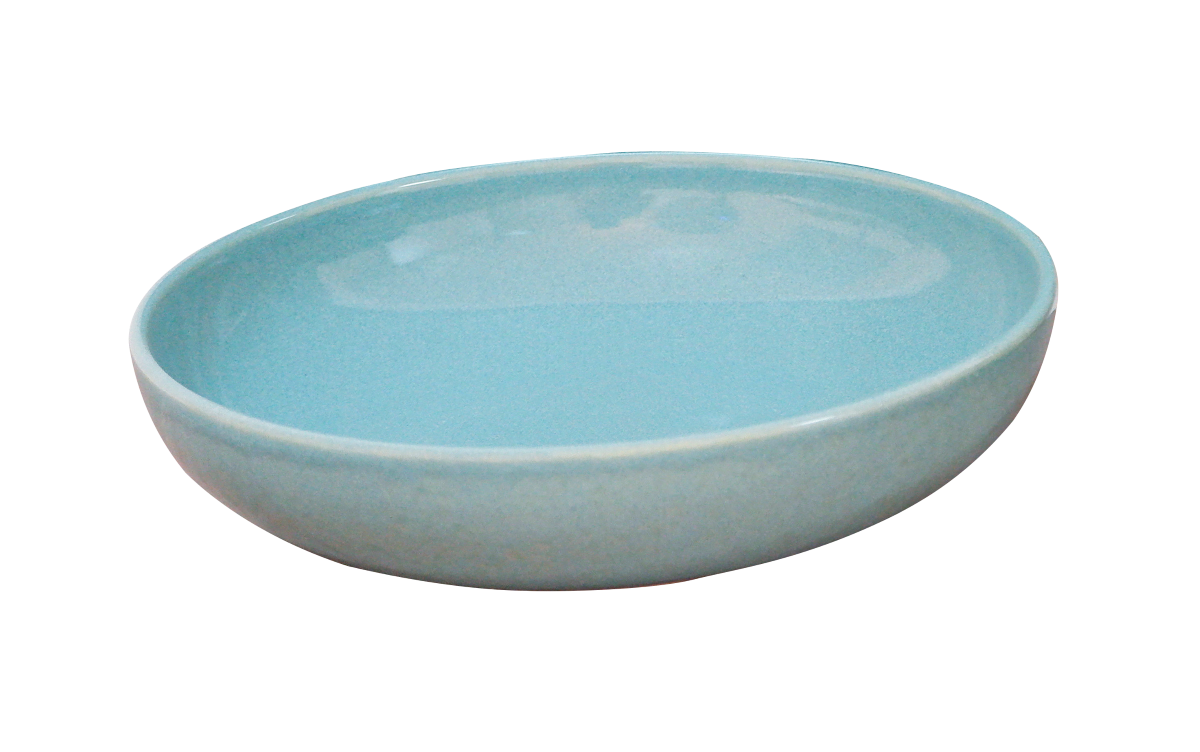 PRATO FUNDO DE CERÂMICA AZUL VINTAGE RETRÔ 20CM
