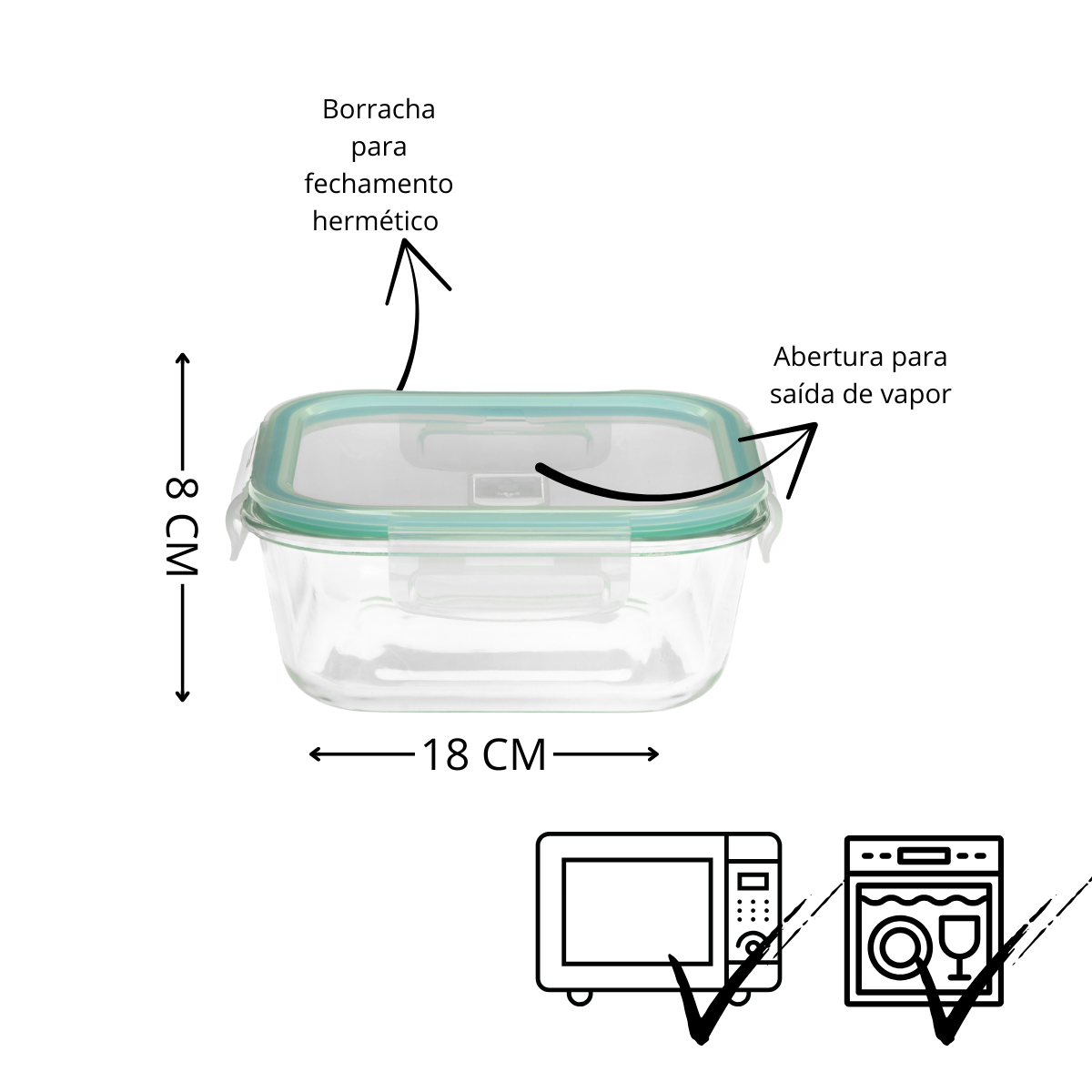 Kit 4 Potes Marmita de Vidro Hermético com Trava - Diversos