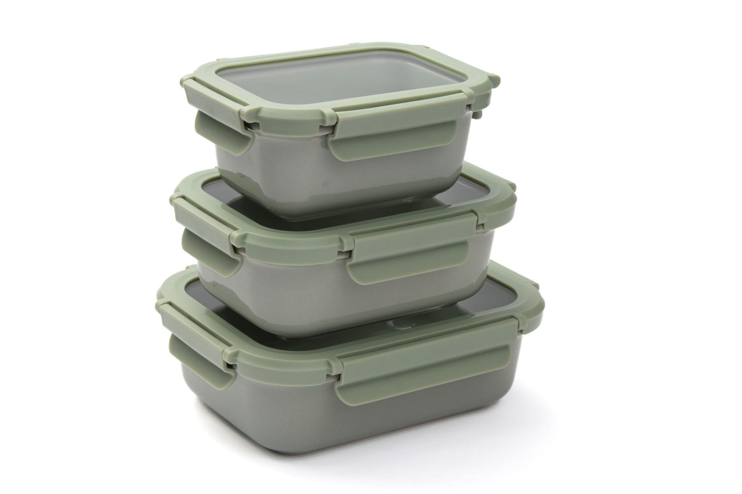 Kit 3 Potes Herméticos Cerâmica Resistente Forno/Freezer Cor Menta