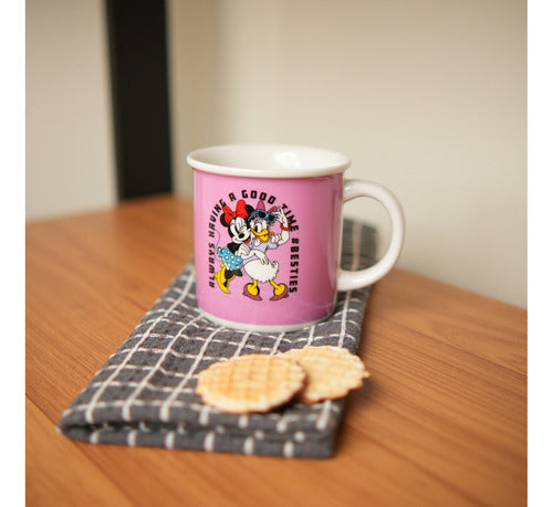 Caneca Porcela Retrô Minnie e Margarida 300ml Licenciada Disney