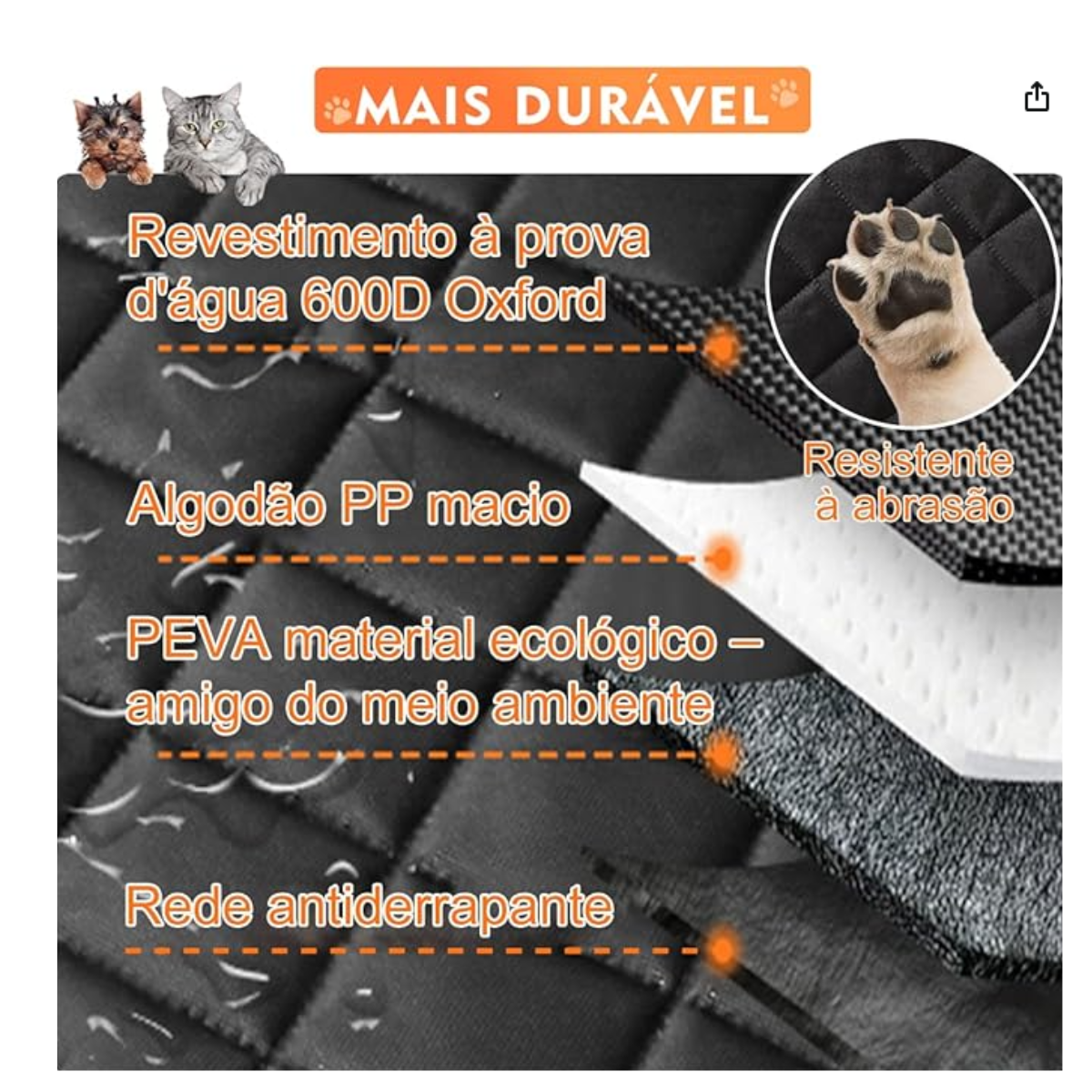 CAPA PROTETORA PARA BANCO DE CARRO PET IMPERMEÁVEL COR LARANJA