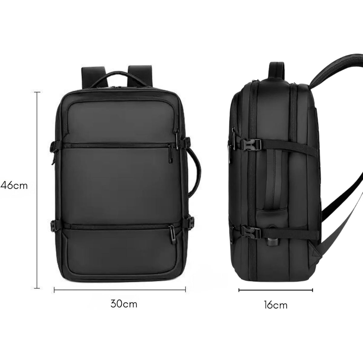MOCHILA EXECUTIVA DE VIAGEM GRANDE E COMPACTA A PROVA DE ÁGUA COM USB - TKLA