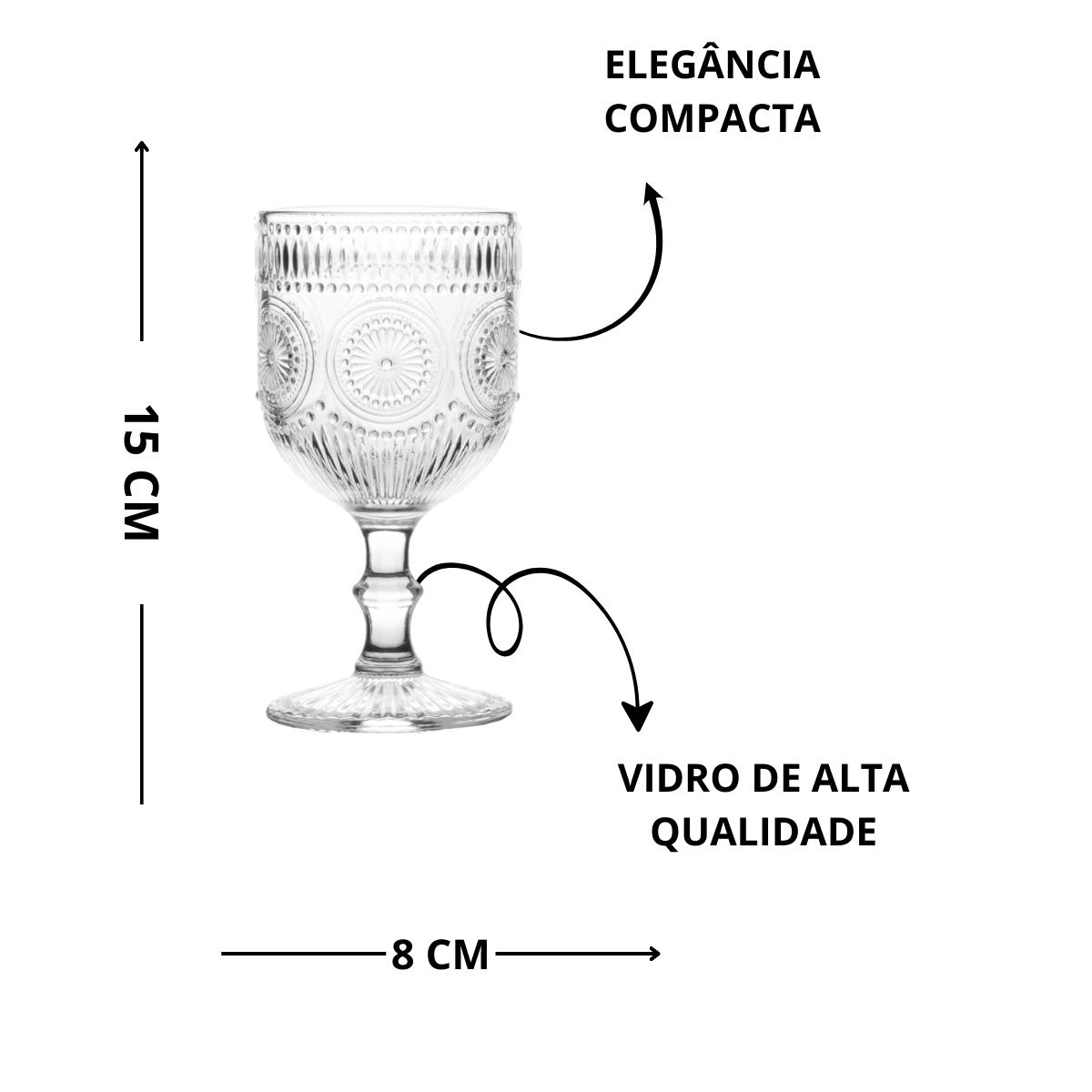 TAÇA PARA VINHO DE VIDRO CAIRO - 150ML