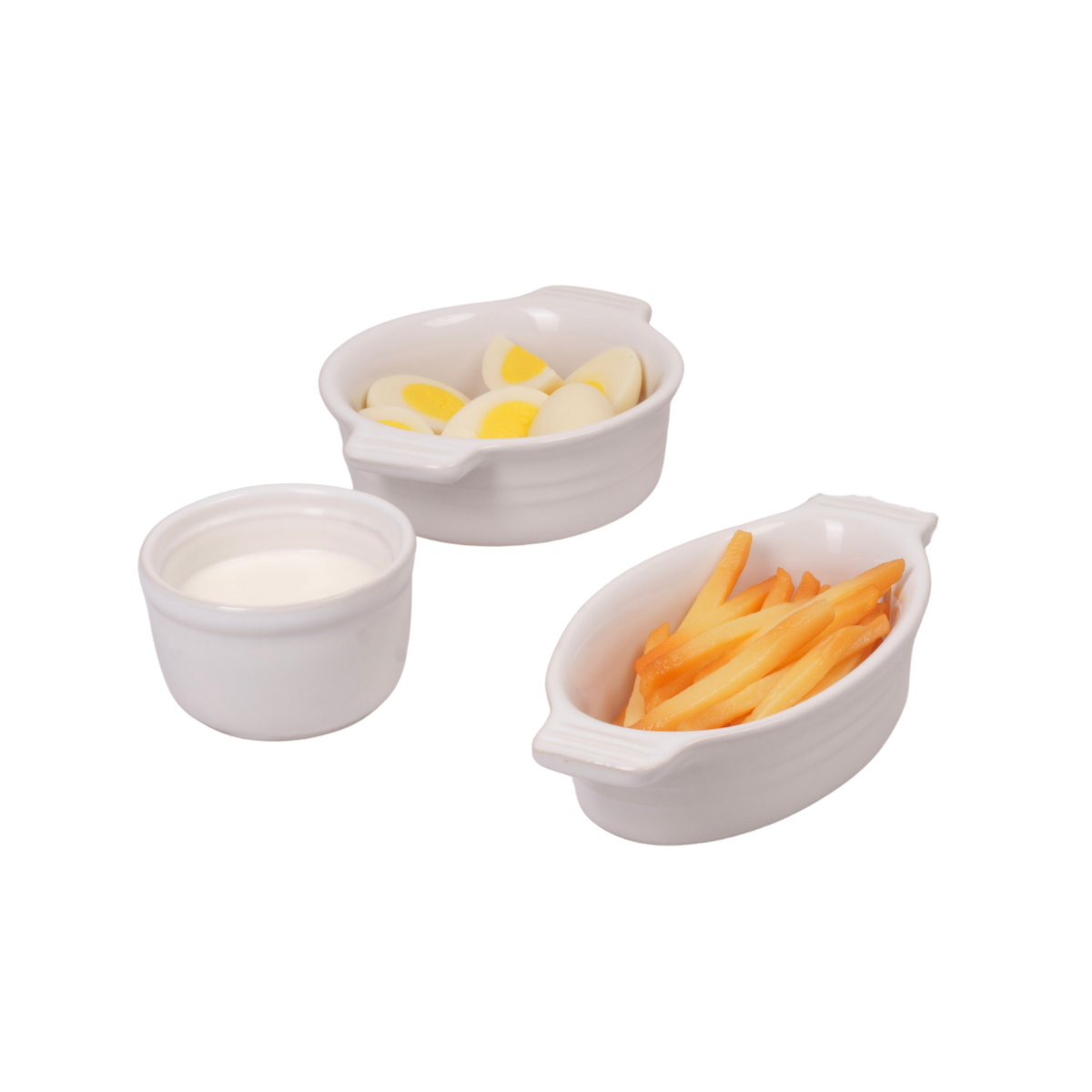 Kit 6 Travessas Diversas Porcelana Branca Linha Évora