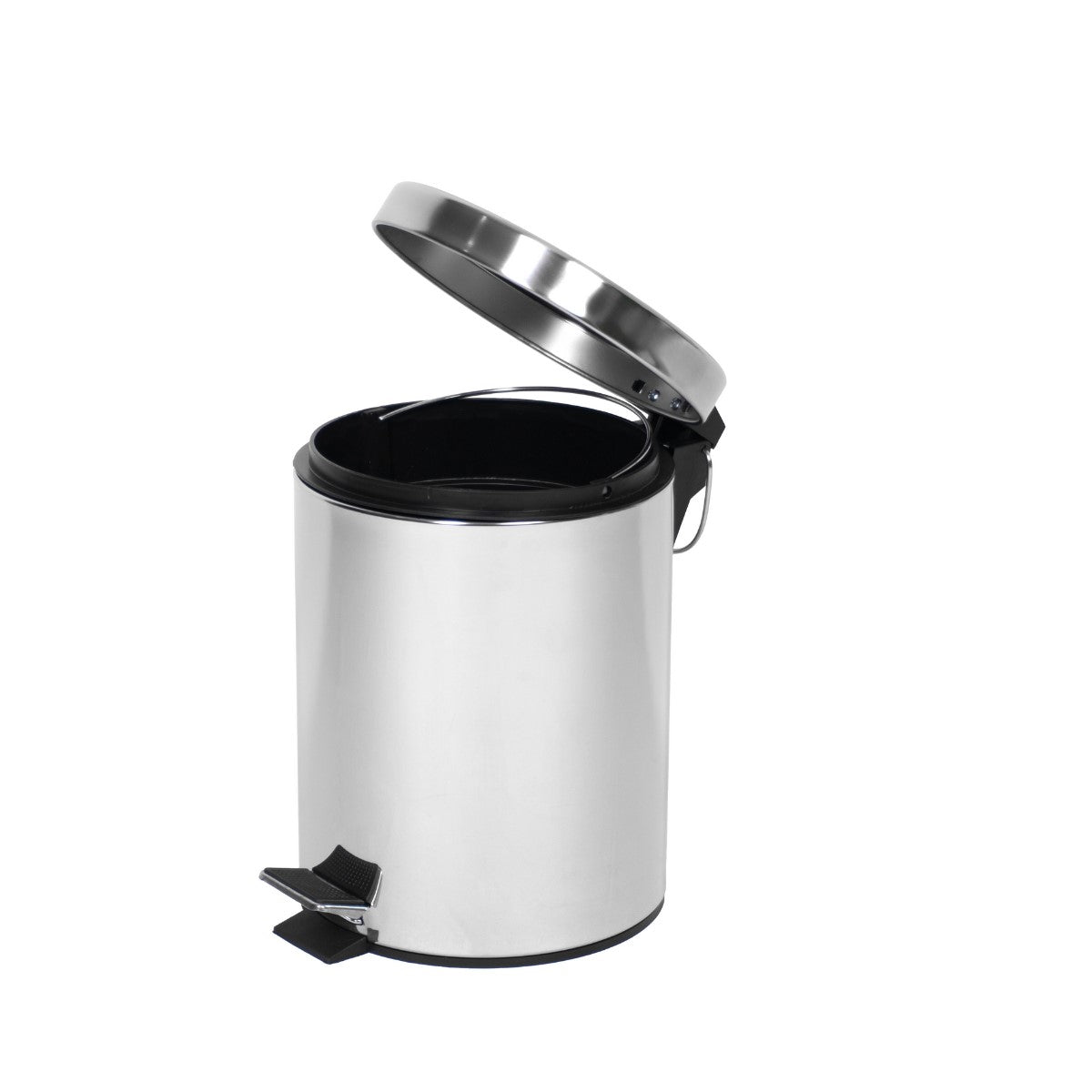 Kit Banheiro - Escova Sanitária e Lixeira Inox com Pedal 5L