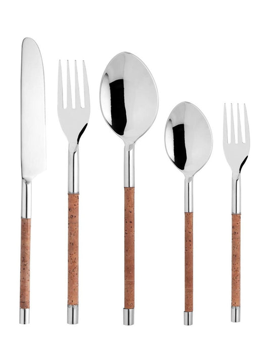 Conjunto de 5 Talheres de Aço Inox com Cabo de Cortiça Wolff