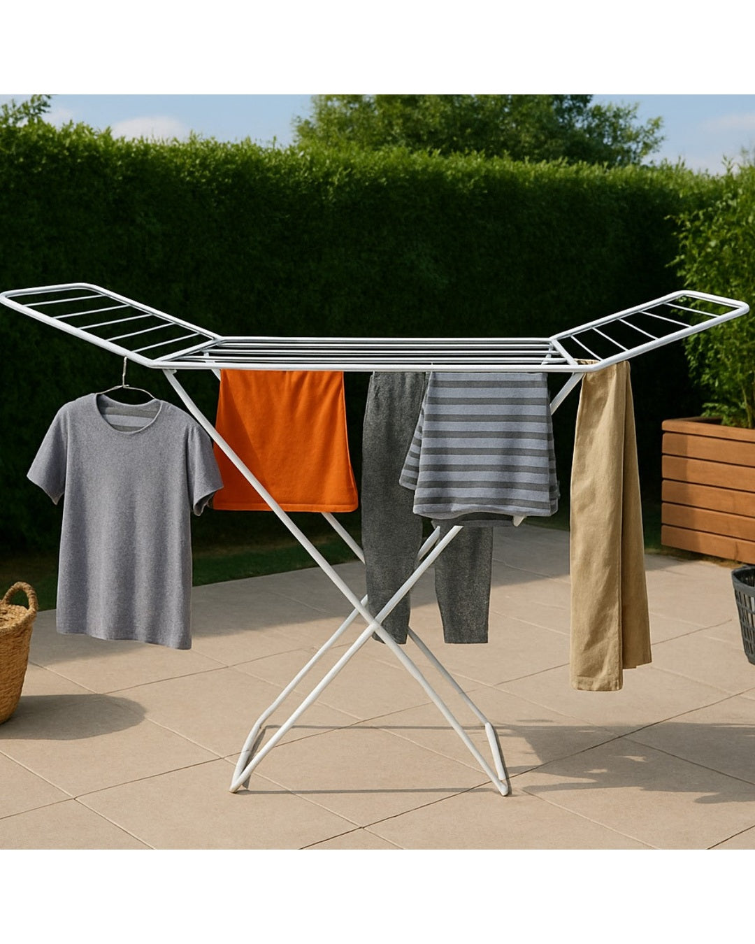 Varal de Chão Reforçado Ferro Dobrável e com Abas - 1,80m