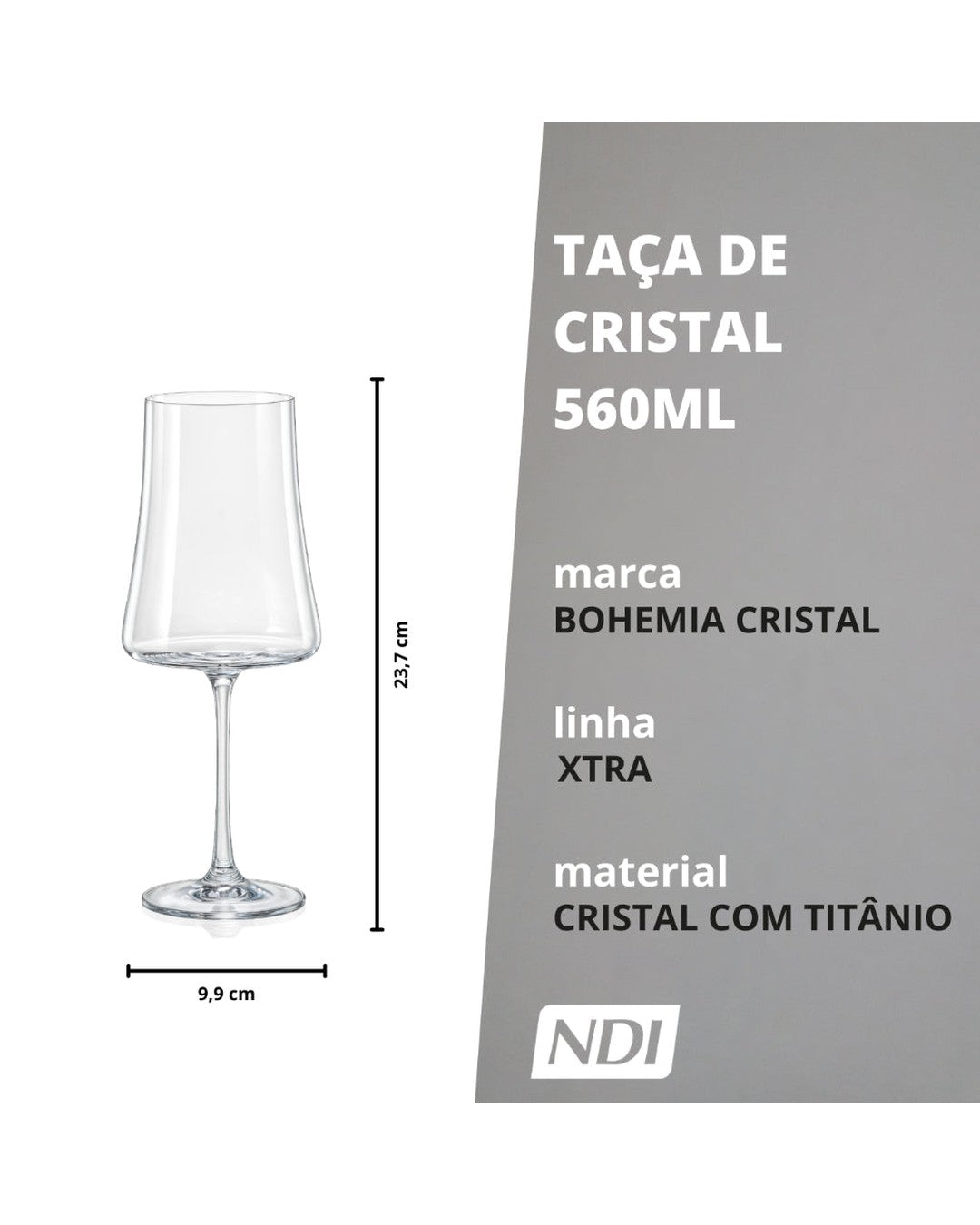 Jogo 6 Taças De Vinho Xtra Luxo Cristal Bohemia - 560ml