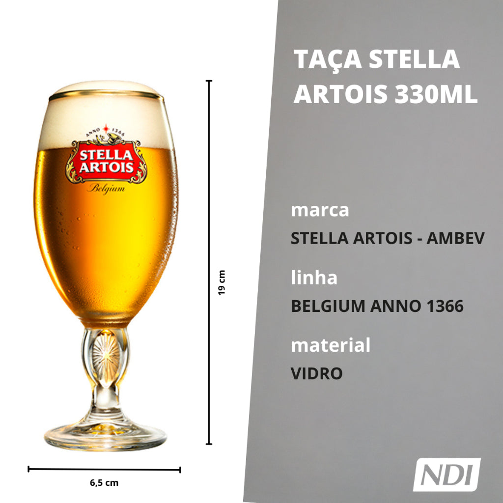 Taça De Cerveja Stella Artois 330ml Ambev Copo Borda Dourada Cálice