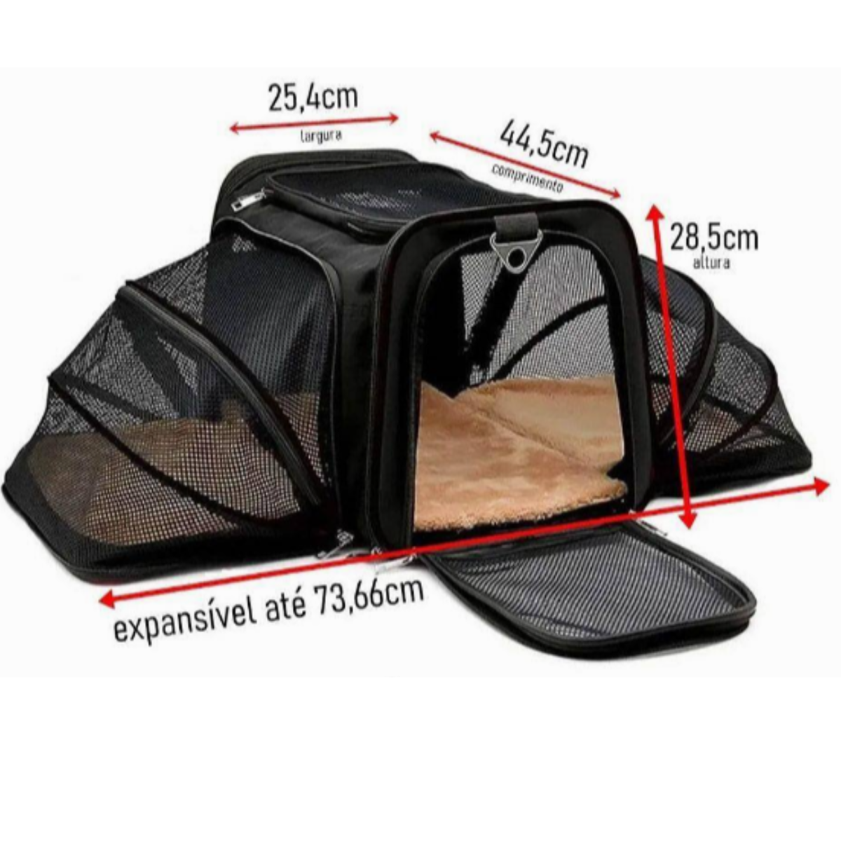 BOLSA PET EXPANSÍVEL PARA TRANSPORTE VIAGEM DE AVIÃO
