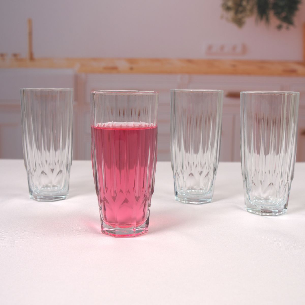 Jogo 4 Copos Long Drink Diamond de Vidro - 320ml