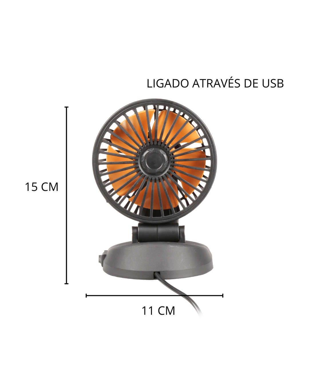 VENTILADOR PORTÁTIL PARA CARRO/MESA PRETO - USB
