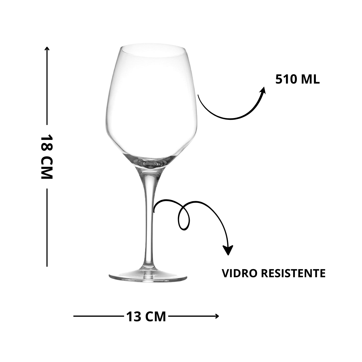 JOGO 6 TAÇAS NUDE PARA VINHO 510ML – PASABAHCE