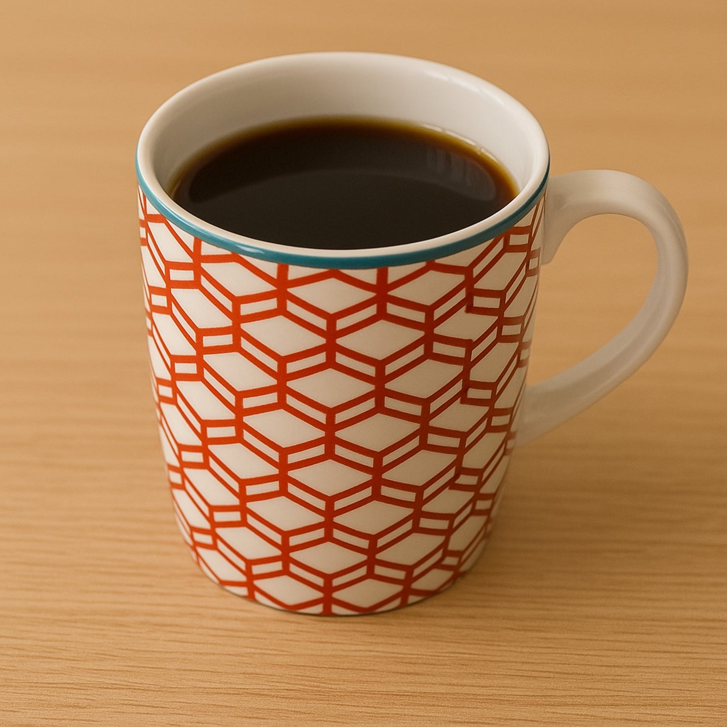 Caneca Chá e Café de Porcelana Geométrica Laranja - 230ml