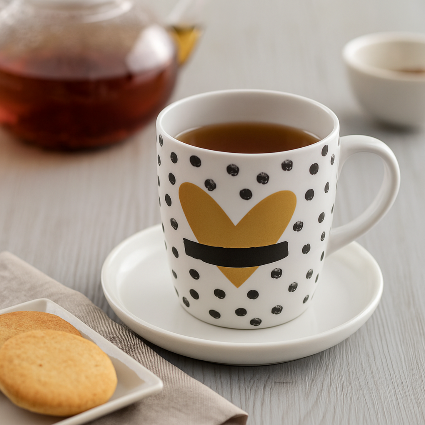Caneca para Chá e Café Coração De Porcelana - 230ml