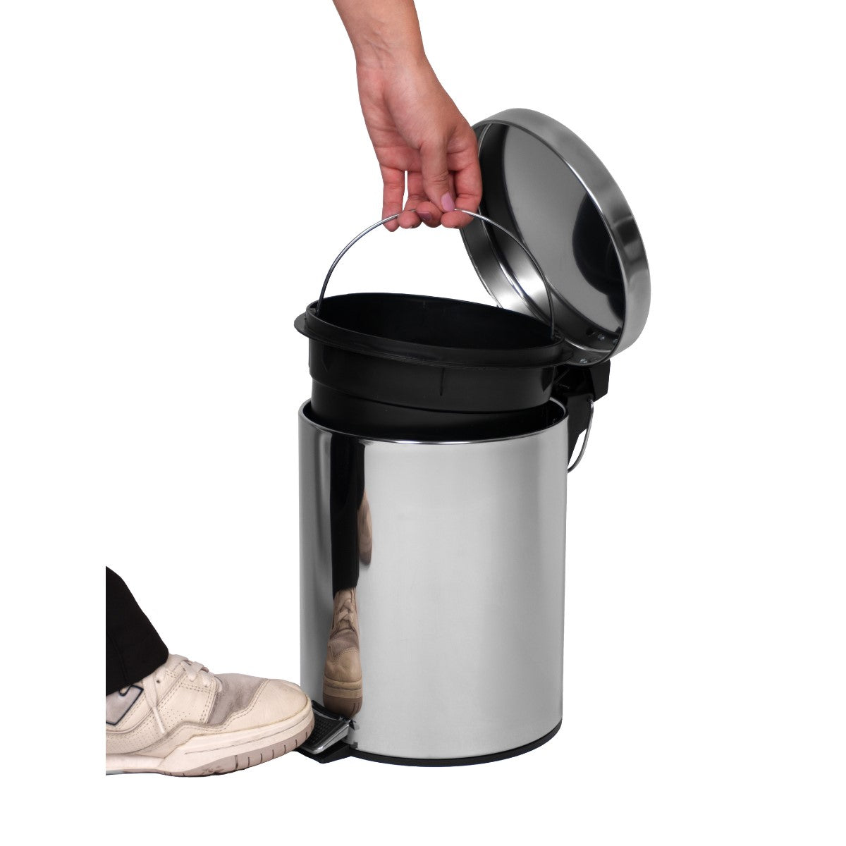 LIXEIRA INOX ESCOVADO 3L BALDE REMOVÍVEL PEDAL RESISTENTE