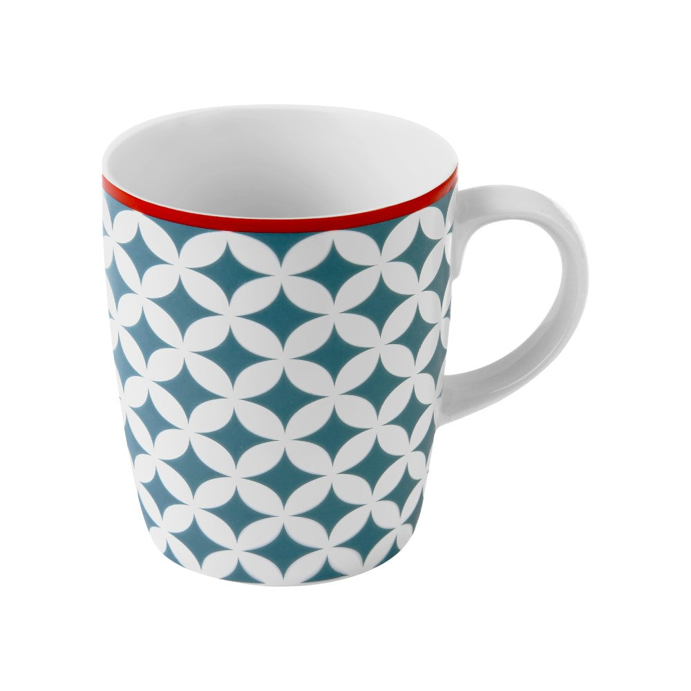 Caneca Chá e Café Geométrica Verde de Porcelana - 230ML