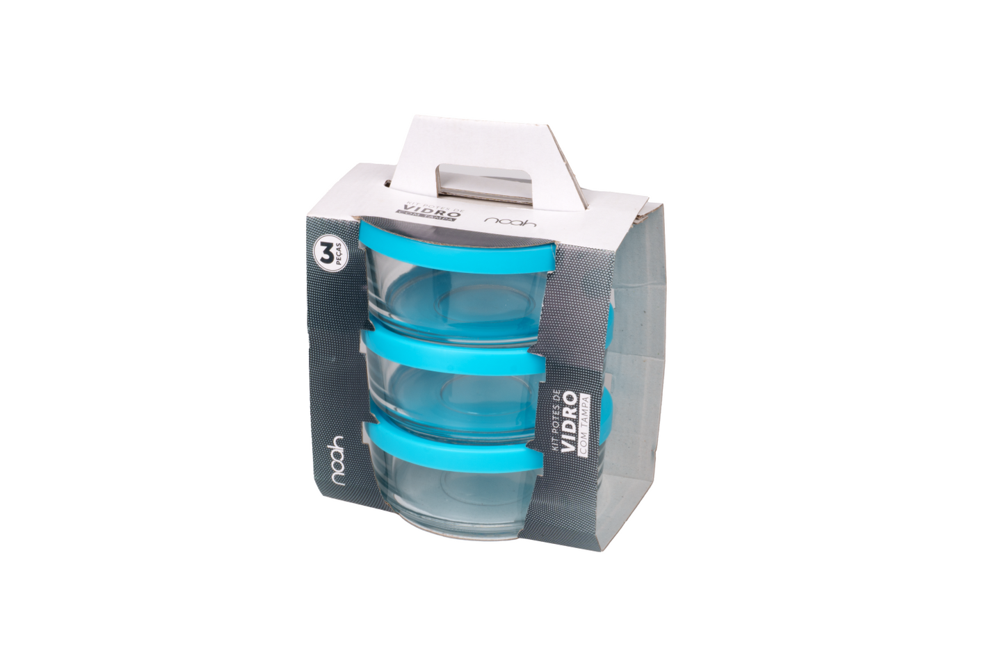 Kit 3 Potes de vidro com Tampa - 440ml