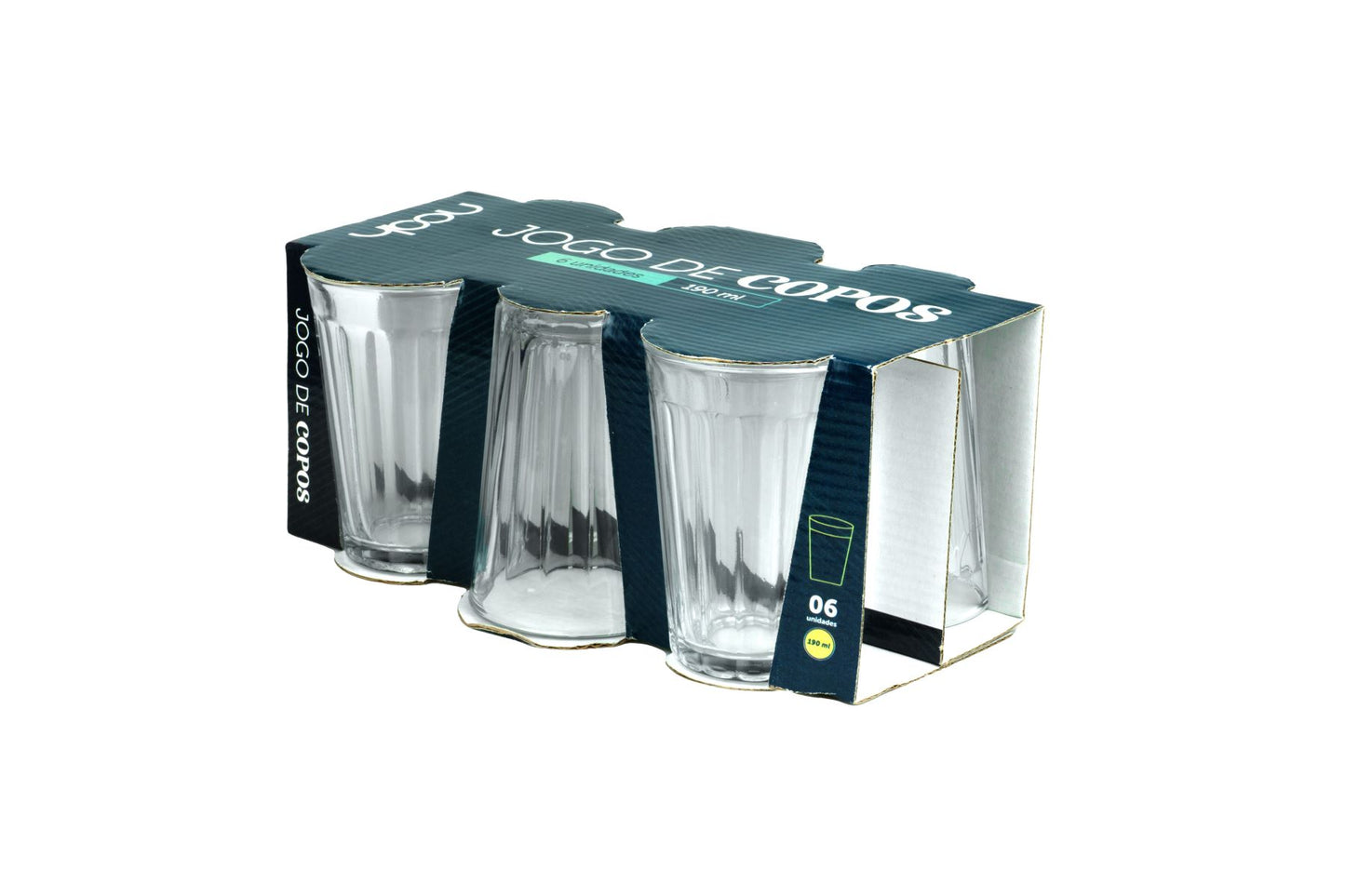 CONJUNTO DE 6 COPOS ESTILO AMERICANO DE VIDRO - 190ML
