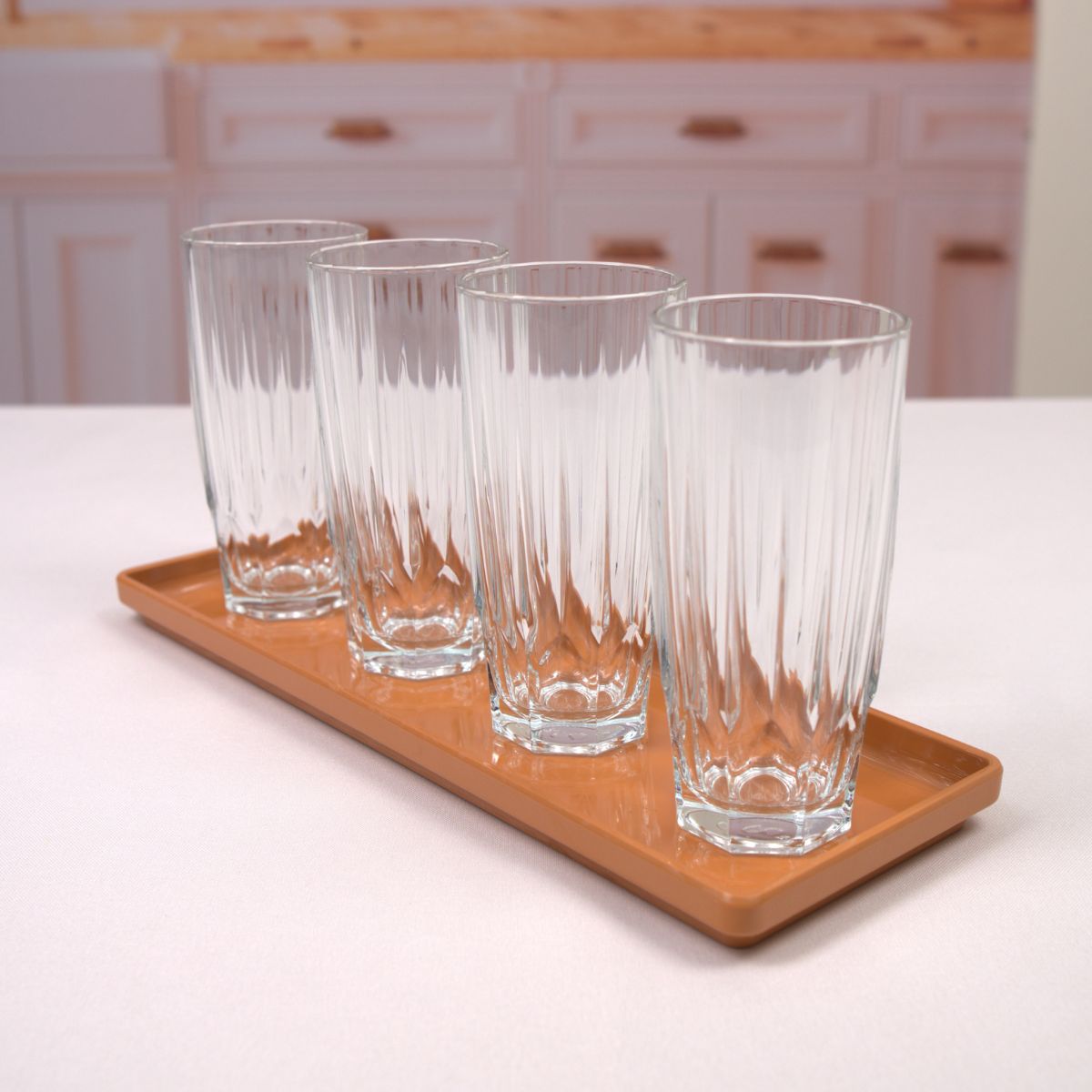 Jogo 4 Copos Long Drink Diamond de Vidro - 320ml
