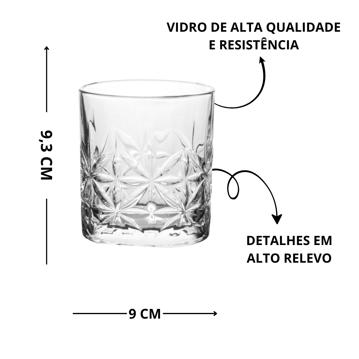 COPO DE VIDRO PARA WHISKY FLOWER - 332ML
