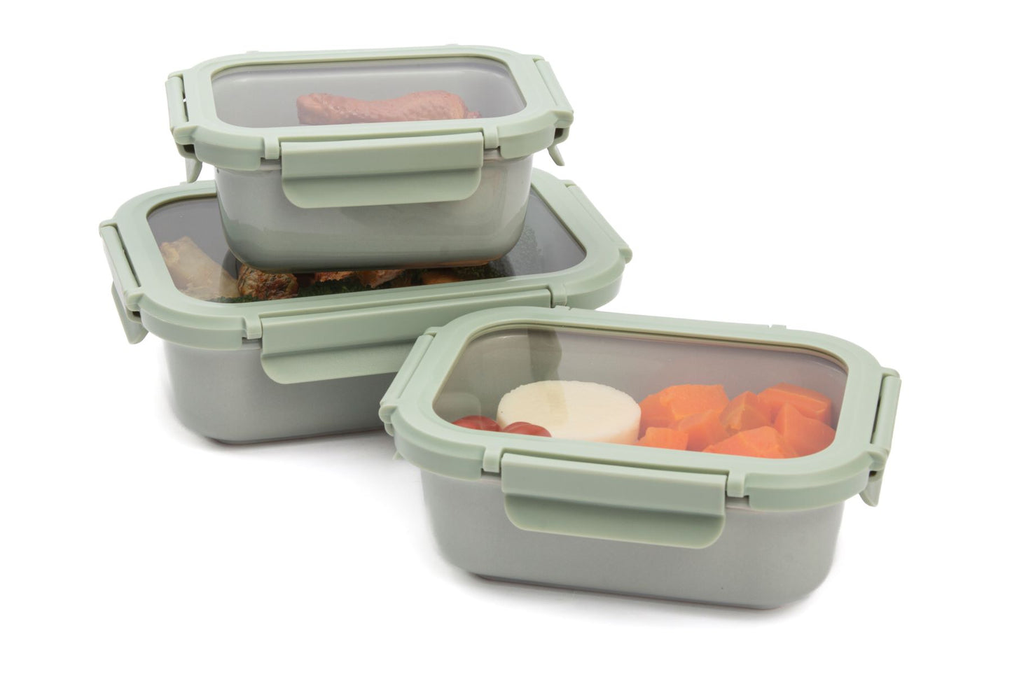 Kit 3 Potes Herméticos Cerâmica Resistente Forno/Freezer Cor Menta