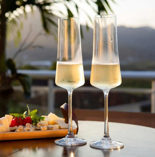 Jogo 6 Taças Champagne Luxo Cristal Bohemia - 210ml