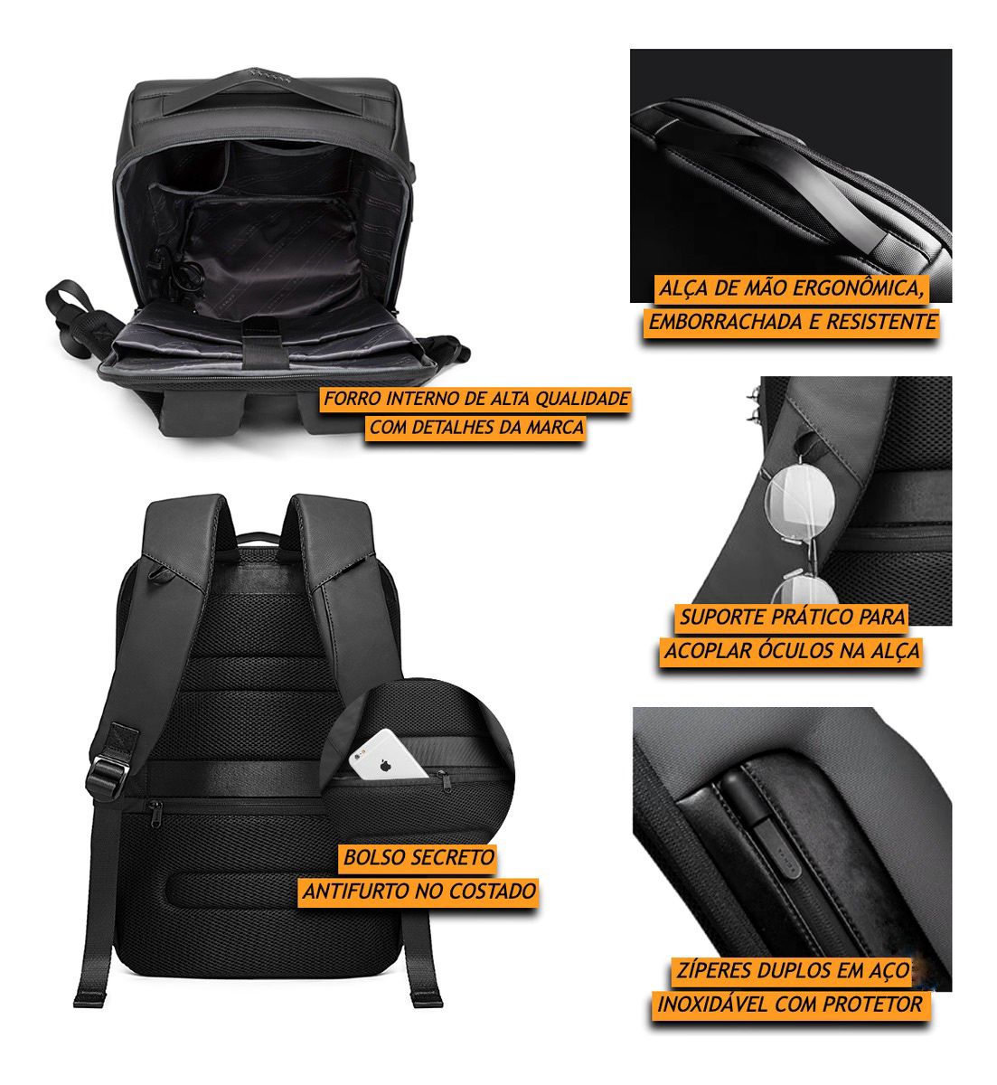 MOCHILA IMPERMEÁVEL ANTI-ROUBO EXECUTIVA COM CADEADO