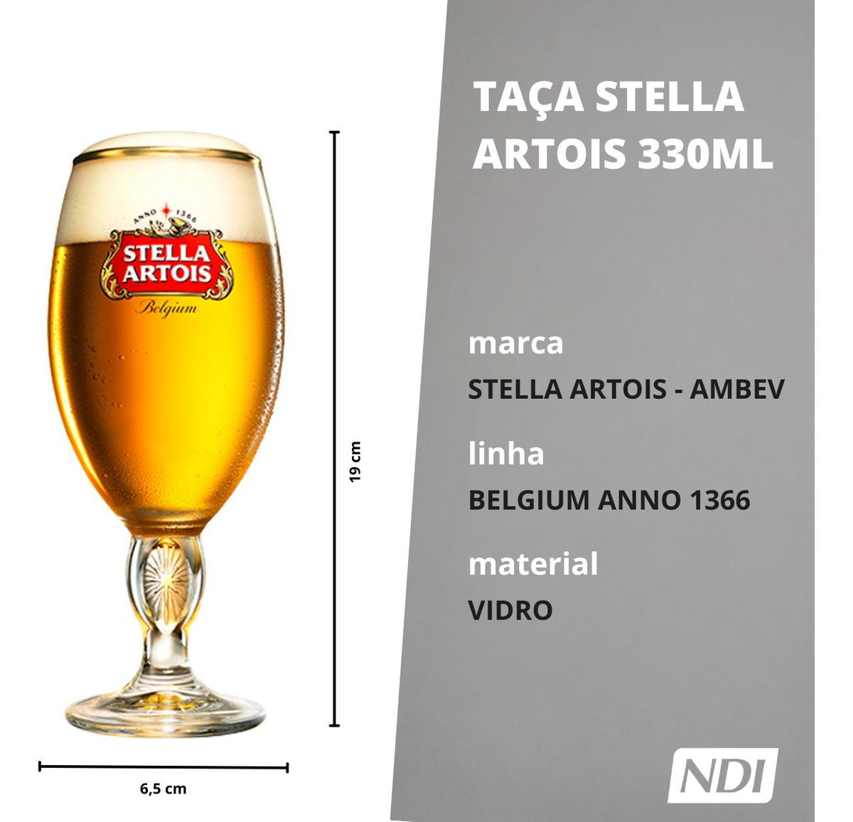 Jogo de 6 Taças De Cerveja Stella Artois Taça Chopp 330ml Cálice Original