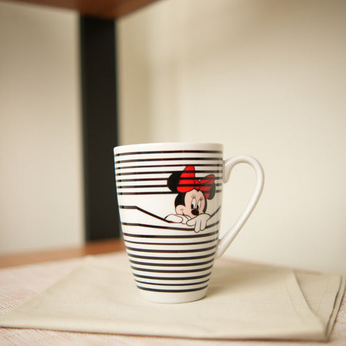 Caneca Porcelana Minnie Listras 350ml Licenciada Disney