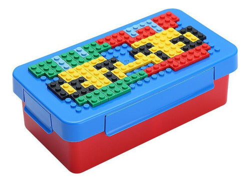 Conjunto Lancheira Marmita Lego E Talheres Montável Infantil