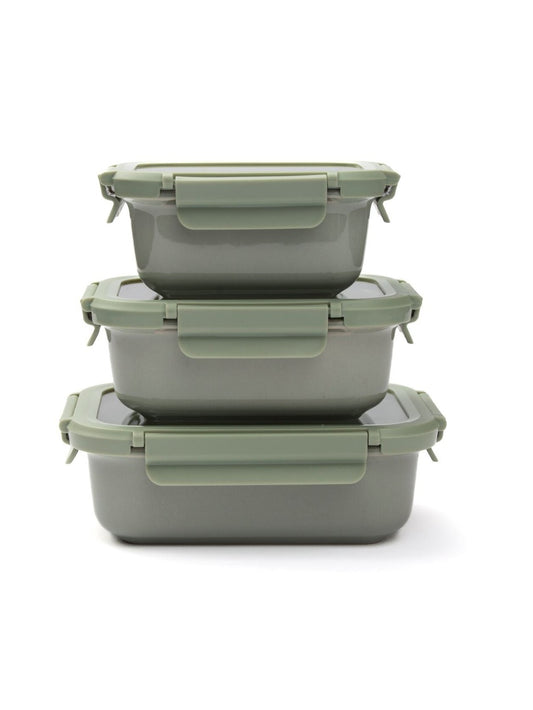 Kit 3 Potes Herméticos Cerâmica Resistente Forno/Freezer Cor Menta