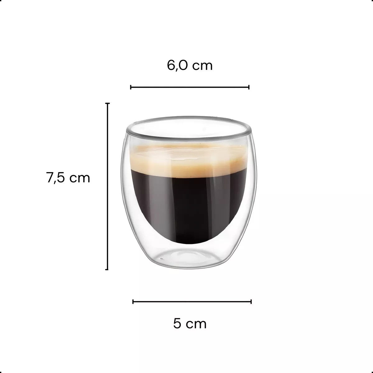 JOGO 6 COPOS PARA CAFÉ PAREDE DUPLA DE VIDRO - 80ML