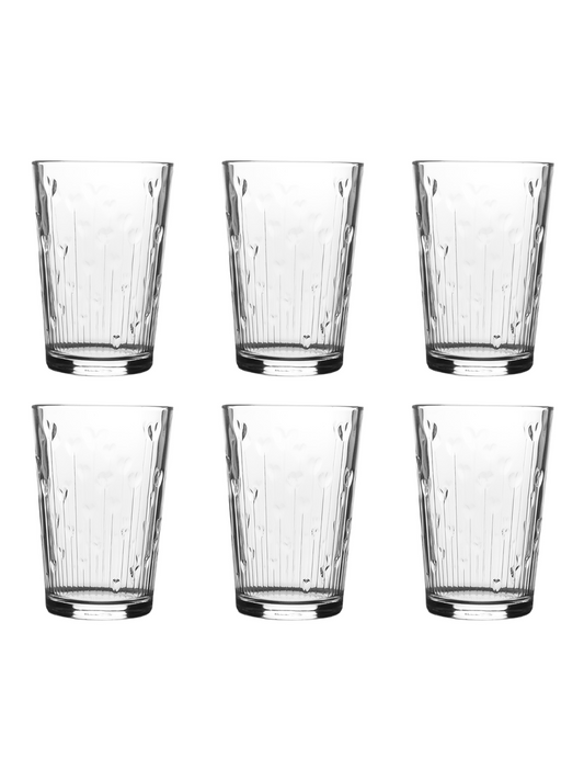 Jogo 6 Copos Para Água Hearts de Vidro Pasabahce - 215ml