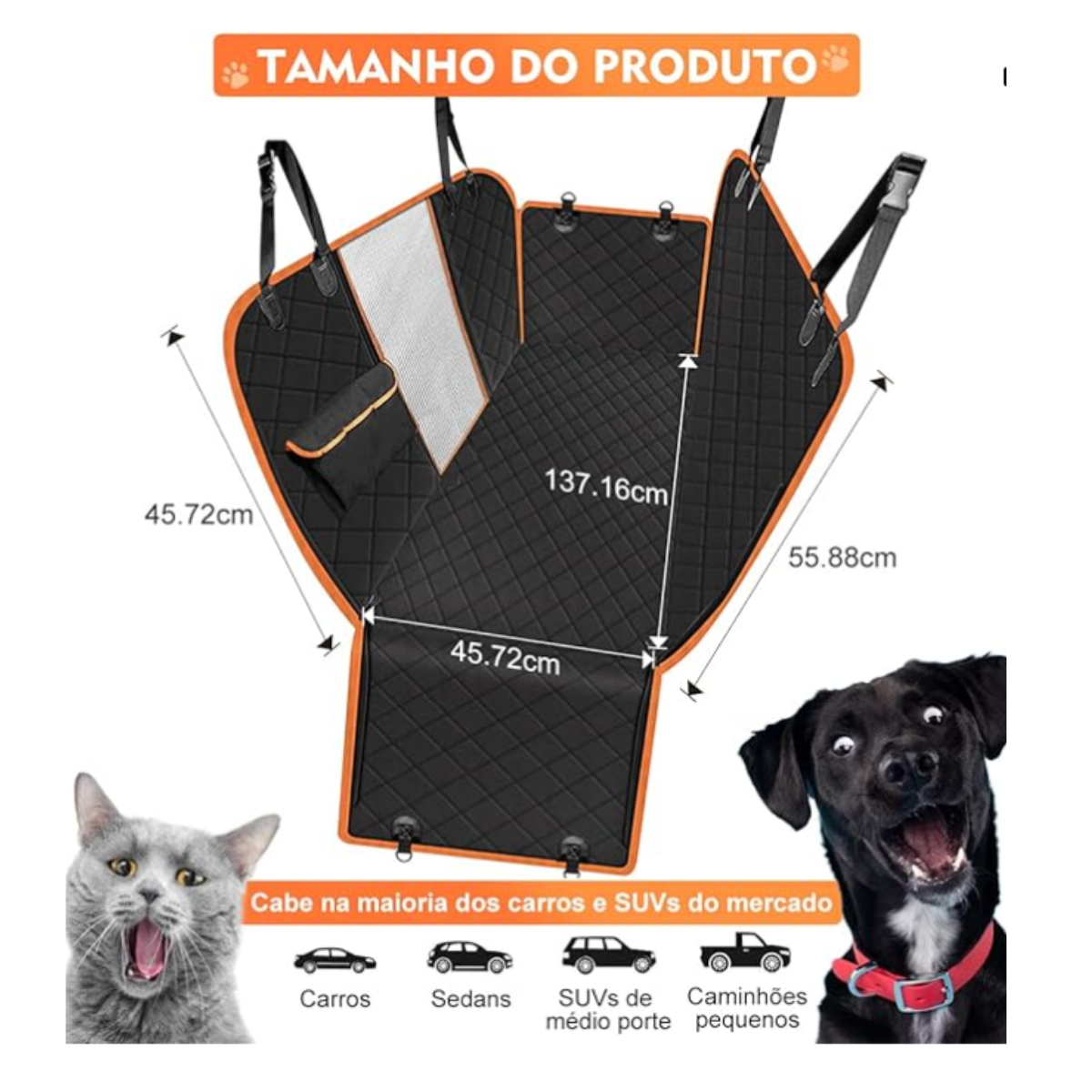 CAPA PROTETORA PARA BANCO DE CARRO PET IMPERMEÁVEL COR LARANJA